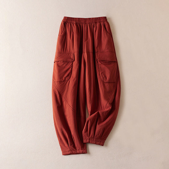 Buddha Stones Plain Women's Harem Thick Pants With Pockets - FireBrick - US8-10，UK/AU12-14，EU40-42 (2XL) - image 15