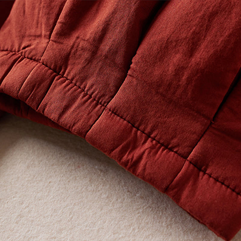 Buddha Stones Plain Cotton-padded Women's Harem Cotton Thick Pants With Pockets - image 19