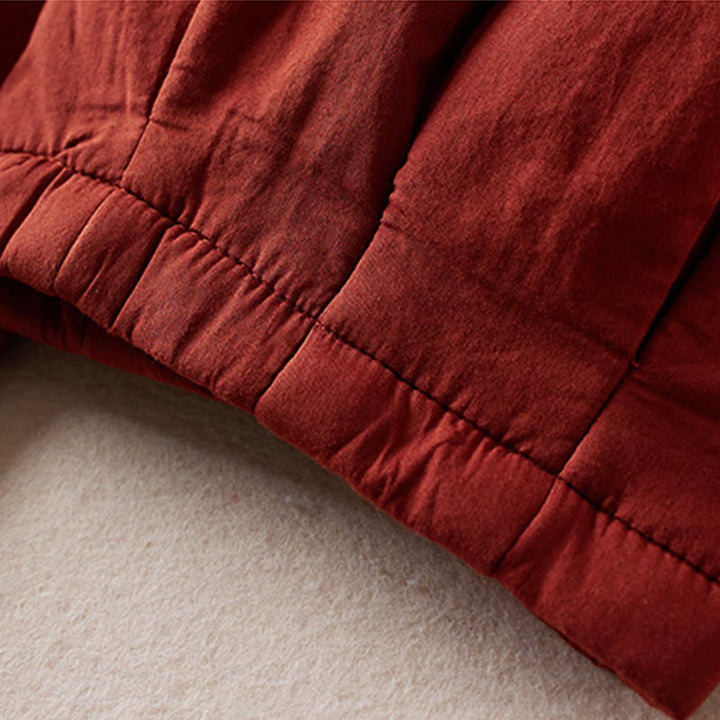 Buddha Stones Plain Cotton-padded Women's Harem Cotton Thick Pants With Pockets - image 19