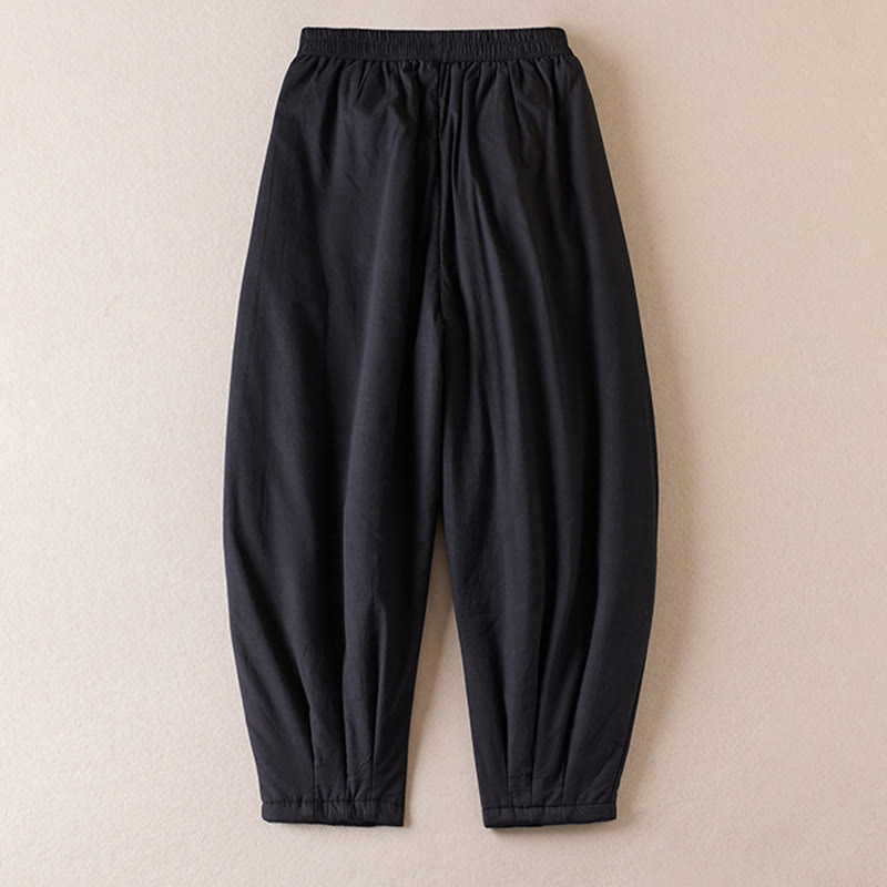 Buddha Stones Plain Cotton-padded Women's Harem Cotton Thick Pants With Pockets - image 23