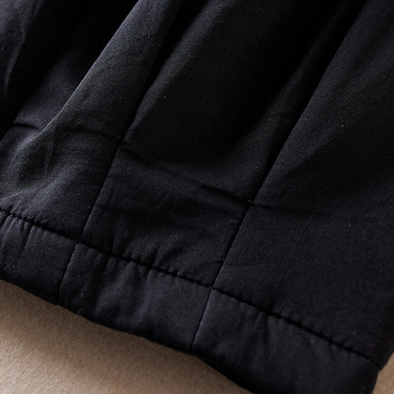 Buddha Stones Plain Cotton-padded Women's Harem Cotton Thick Pants With Pockets - image 25