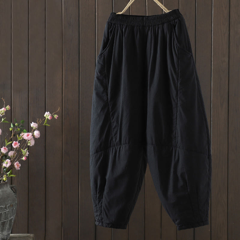Buddha Stones Plain Warm Women's Harem Pants With Pockets - Black - US8-10，UK/AU12-14，EU40-42 (2XL) - image 12