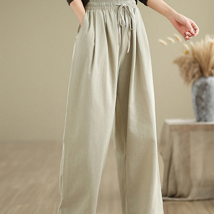 Buddha Stones Casual Straight-leg Women's Cotton Pants With Pockets - image 3