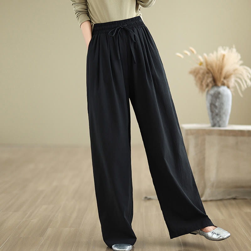Buddha Stones Casual Straight-leg Women's Cotton Pants With Pockets - Black - US8-10，UK/AU12-14，EU40-42 (2XL) - image 9