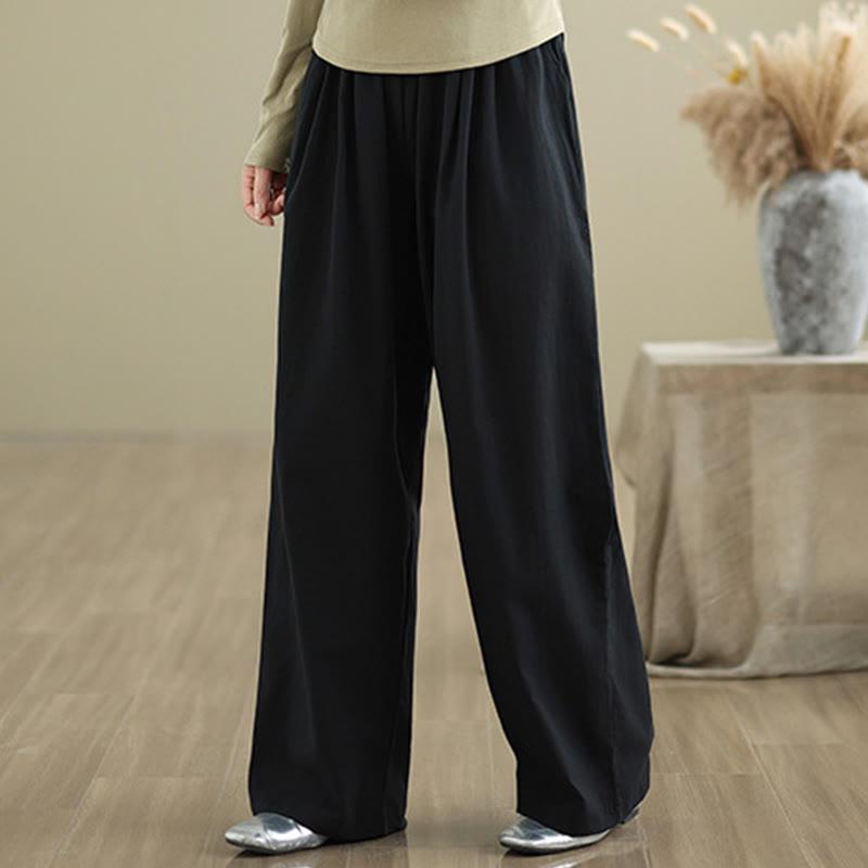 Buddha Stones Casual Straight-leg Women's Cotton Pants With Pockets - image 11