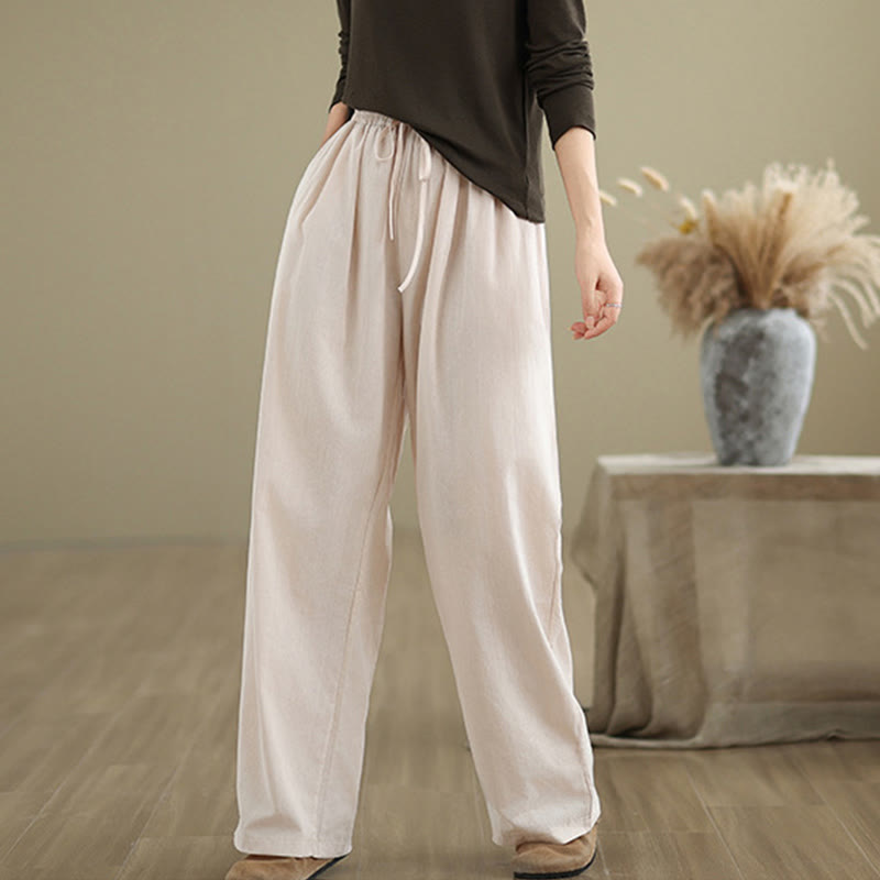 Buddha Stones Casual Straight-leg Women's Cotton Pants With Pockets - image 20