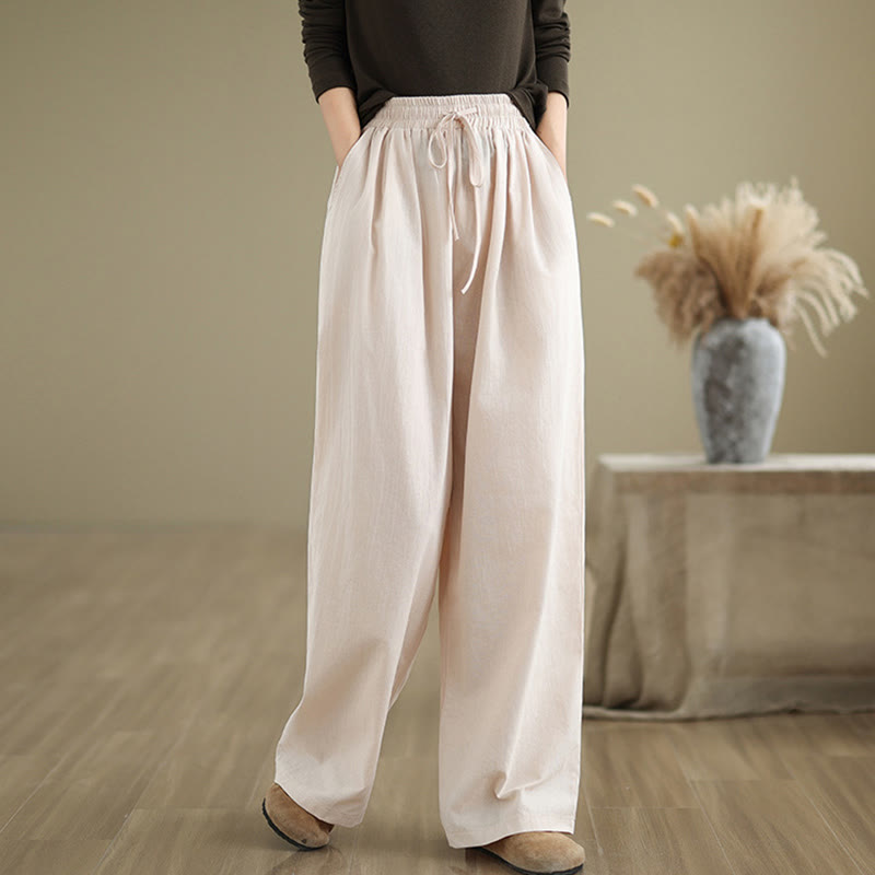 Buddha Stones Casual Straight-leg Women's Cotton Pants With Pockets - LavenderBlush - US8-10，UK/AU12-14，EU40-42 (2XL) - image 19