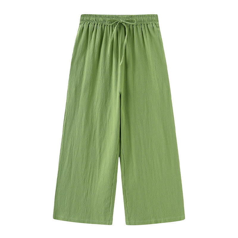 Buddha Stones 2Pcs Long Sleeve Shirt Top With Pockets Drawstring Pants Meditation Cotton Linen Clothing Women's Set - image 3