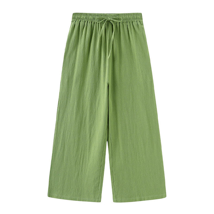 Buddha Stones 2Pcs Long Sleeve Shirt Top With Pockets Drawstring Pants Meditation Cotton Linen Clothing Women's Set - image 3