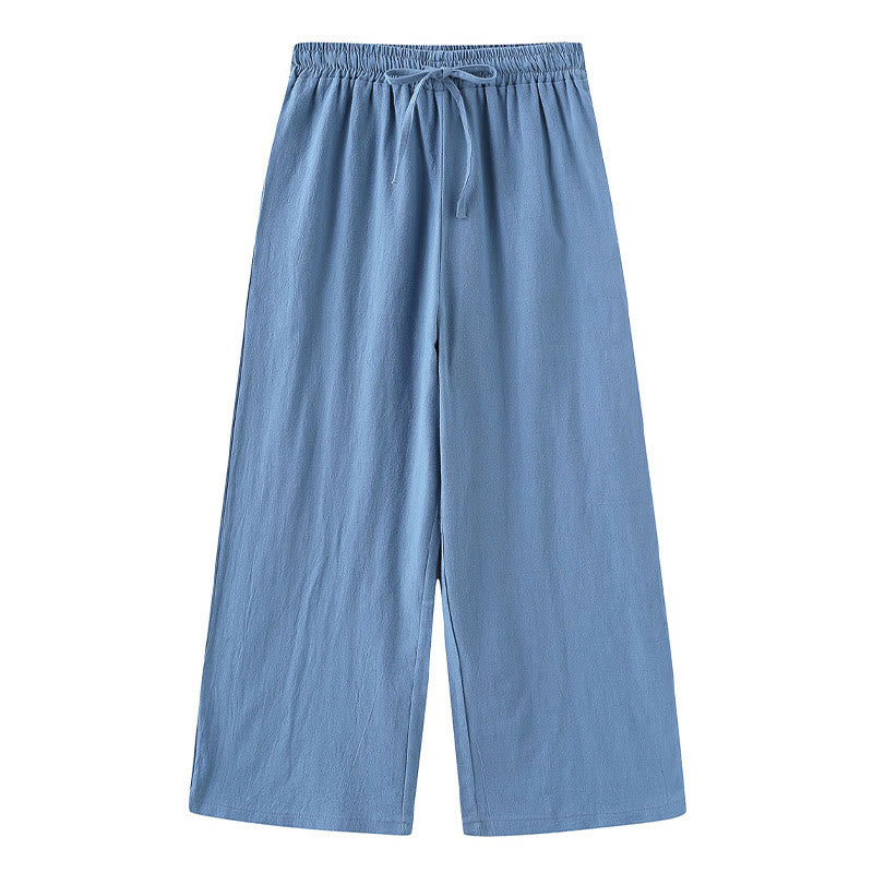 Buddha Stones 2Pcs Long Sleeve Shirt Top With Pockets Drawstring Pants Meditation Cotton Linen Clothing Women's Set - image 21