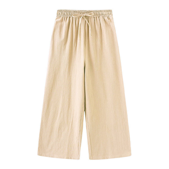 Buddha Stones 2Pcs Long Sleeve Shirt Top With Pockets Drawstring Pants Meditation Cotton Linen Clothing Women's Set - image 15