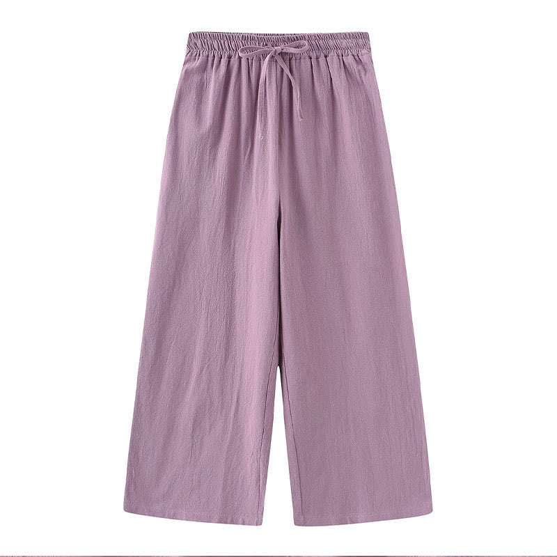 Buddha Stones 2Pcs Long Sleeve Shirt Top With Pockets Drawstring Capri Pants Meditation Cotton Clothing Women's Set - image 57