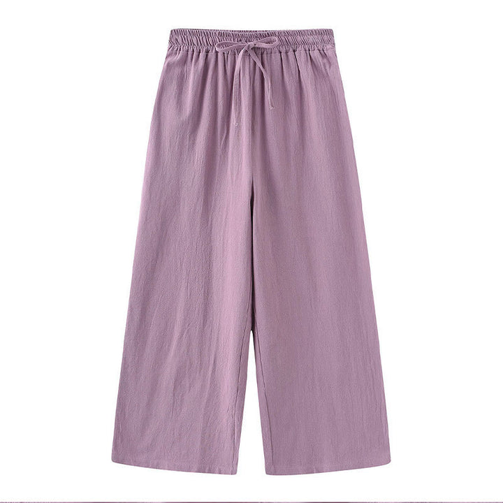 Buddha Stones 2Pcs Long Sleeve Shirt Top With Pockets Drawstring Capri Pants Meditation Cotton Clothing Women's Set - image 57