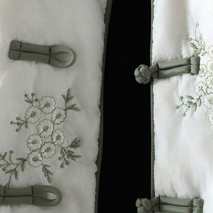 Buddha Stones Women's Embroidery Frog-button Long Sleeve Thicken Jacket With Pockets - image 13