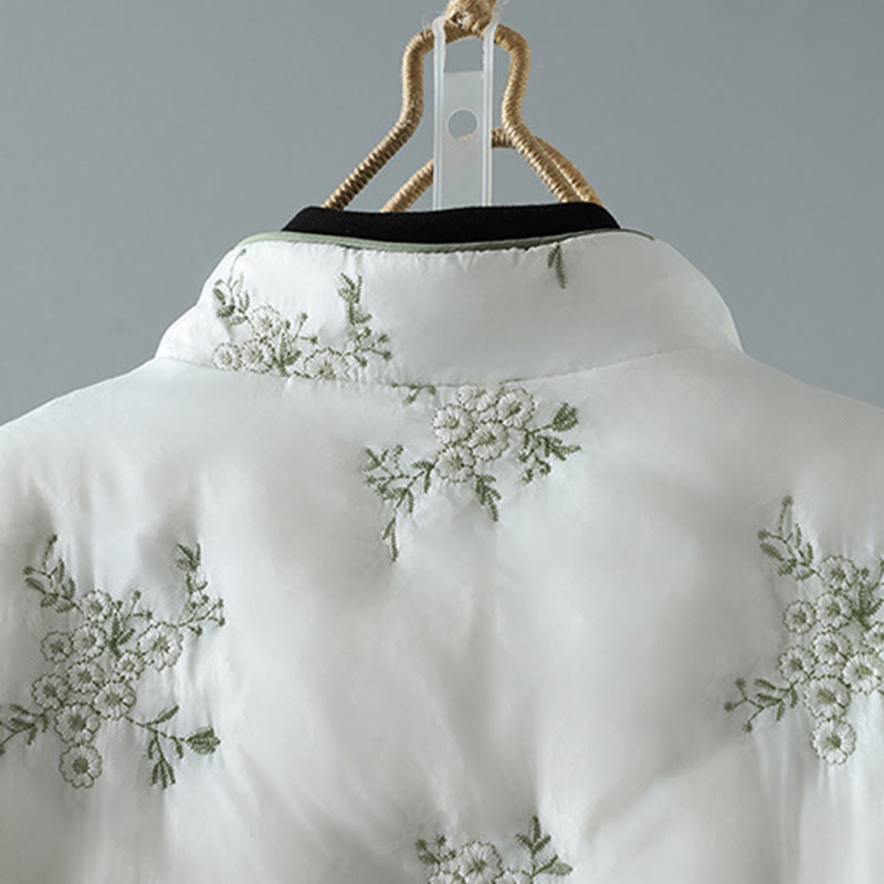 Buddha Stones Women's Embroidery Frog-button Long Sleeve Thicken Jacket With Pockets - image 8