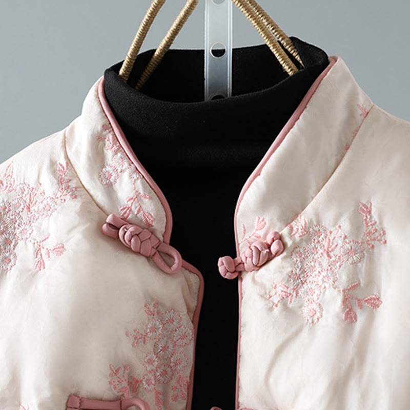 Buddha Stones Women's Embroidery Frog-button Long Sleeve Thicken Jacket With Pockets - image 15