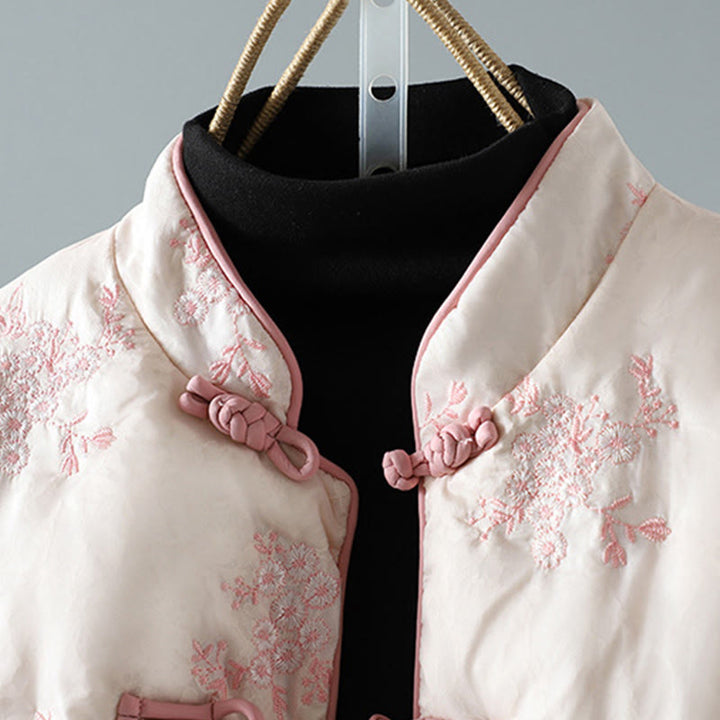 Buddha Stones Women's Embroidery Frog-button Long Sleeve Thicken Jacket With Pockets - image 15