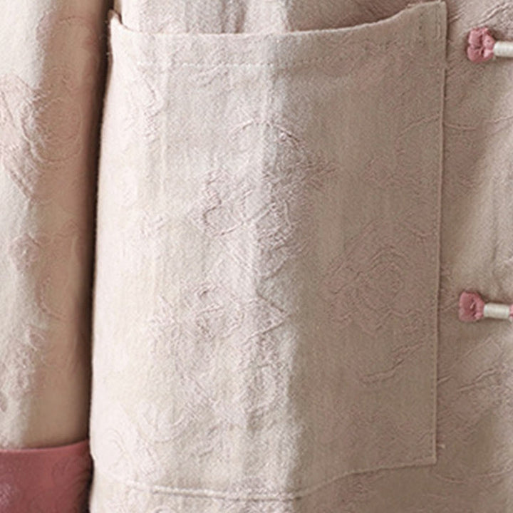 Buddha Stones Casual Women's Flower Pattern Long Sleeve Stand Collar Cotton Shirt - image 8