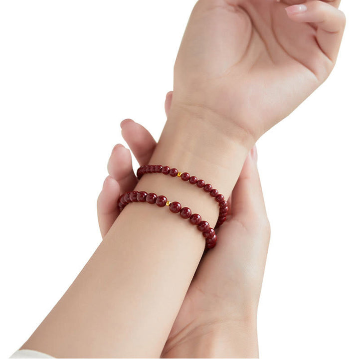 Buddha Stones 925 Sterling Silver Cinnabar Beads Blessing Bracelet - image 11