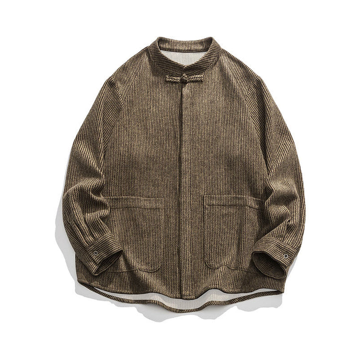 Buddha Stones Solid Color Frog-Button Long Sleeve Men's Cotton Corduroy Jacket With Pockets - image 9