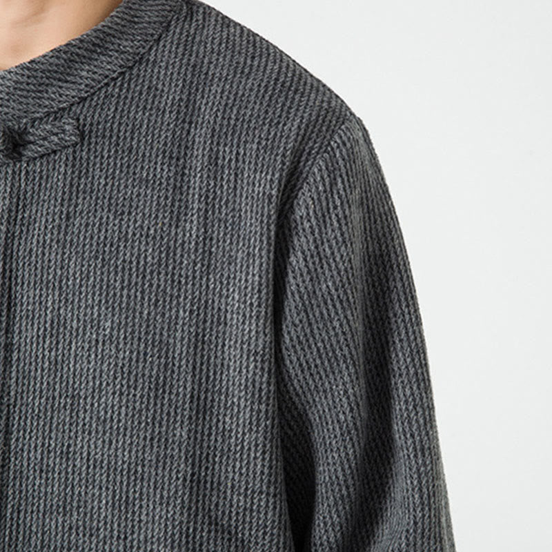 Buddha Stones Solid Color Frog-Button Long Sleeve Men's Cotton Corduroy Jacket With Pockets - image 20