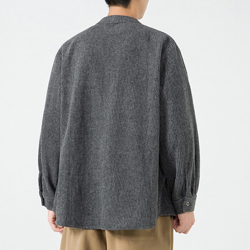 Buddha Stones Solid Color Frog-Button Long Sleeve Men's Cotton Corduroy Jacket With Pockets - image 14