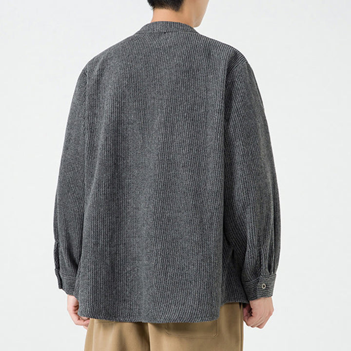 Buddha Stones Solid Color Frog-Button Long Sleeve Men's Cotton Corduroy Jacket With Pockets - image 14