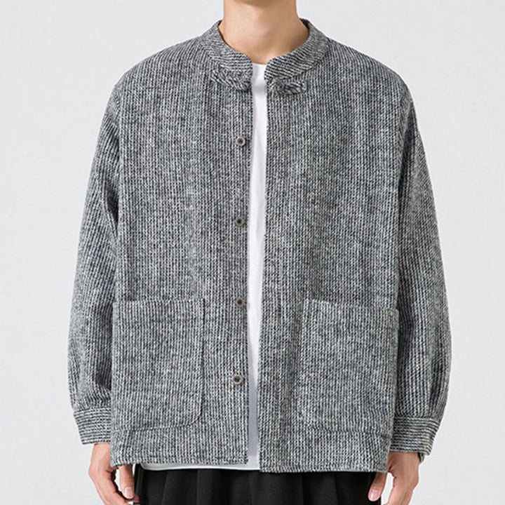 Buddha Stones Solid Color Frog-Button Long Sleeve Men's Cotton Corduroy Jacket With Pockets - Gray - US/UK/AU48，EU58(5XL) - image 22