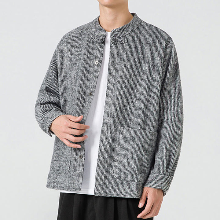 Buddha Stones Solid Color Frog-Button Long Sleeve Men's Cotton Corduroy Jacket With Pockets - image 29