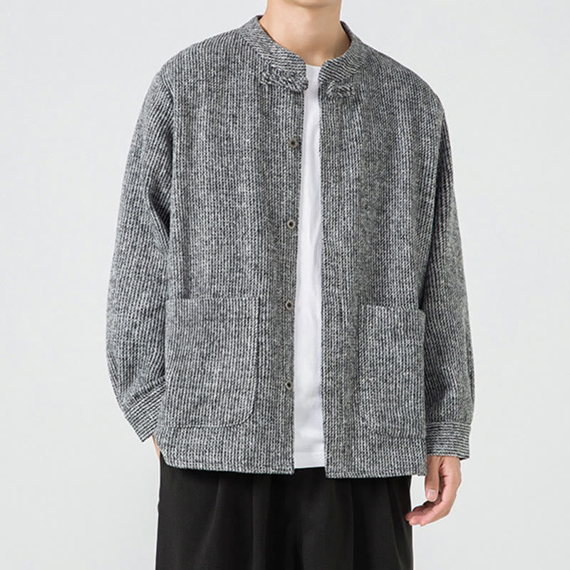 Buddha Stones Solid Color Frog-Button Long Sleeve Men's Cotton Corduroy Jacket With Pockets - image 30