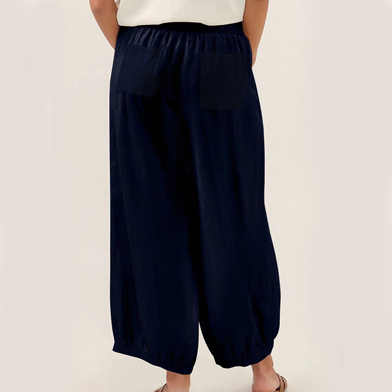 Buddha Stones Plain Color Women's Harem Pants With Pockets - image 1
