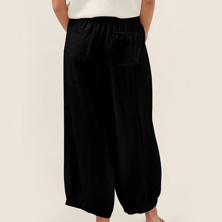 Buddha Stones Plain Color Cotton Women's Harem Pants With Pockets - image 5