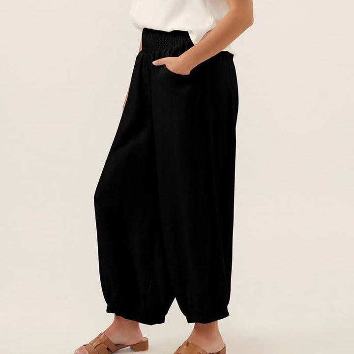 Buddha Stones Plain Color Cotton Women's Harem Pants With Pockets - image 3