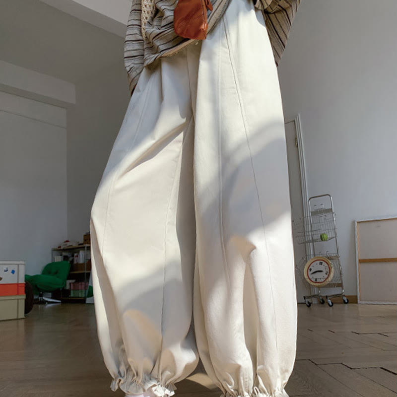 Buddha Stones Plain Color Drawstring Women's Bud Pants With Pockets - White - US6，UK/AU10，EU38 (XL) - image 5