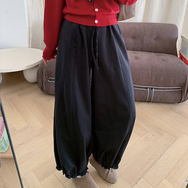 Buddha Stones Plain Color Drawstring Women's Bud Pants With Pockets - Black - US6，UK/AU10，EU38 (XL) - image 12