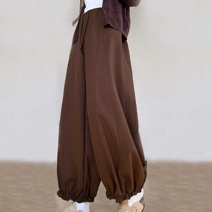 Buddha Stones Plain Color Drawstring Women's Bud Pants With Pockets - image 2