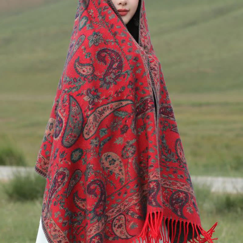 Buddha Stones Ethnic Embroidered Paisley Flowers Pattern Tassel Soft Scarf Shawl - image 18