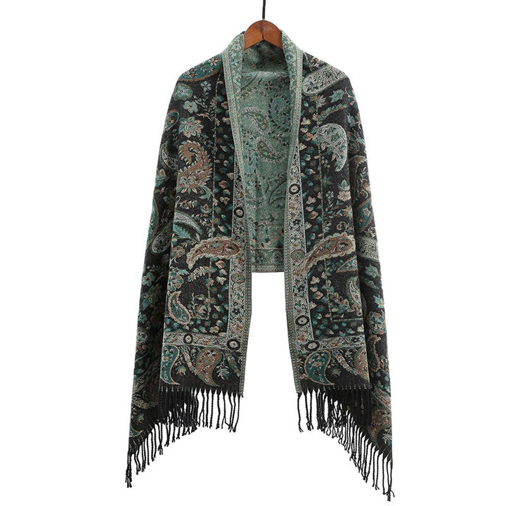 Buddha Stones Ethnic Embroidered Paisley Flowers Pattern Tassel Soft Scarf Shawl - MediumSeaGreen - image 16