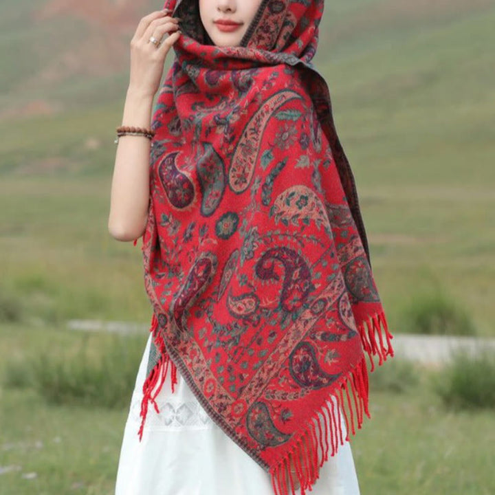 Buddha Stones Ethnic Embroidered Paisley Flowers Pattern Tassel Soft Scarf Shawl - image 21