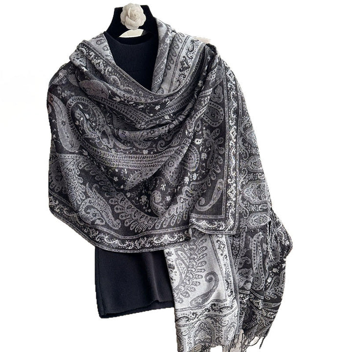 Buddha Stones Spring Floral Paisley Pattern Scarf Shawl With Tassels - image 11