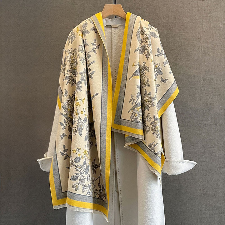 Buddha Stones Commute Flowers Bird Pattern Color Contrast Design Tassels Cozy Soft Scarf Shawl - image 3