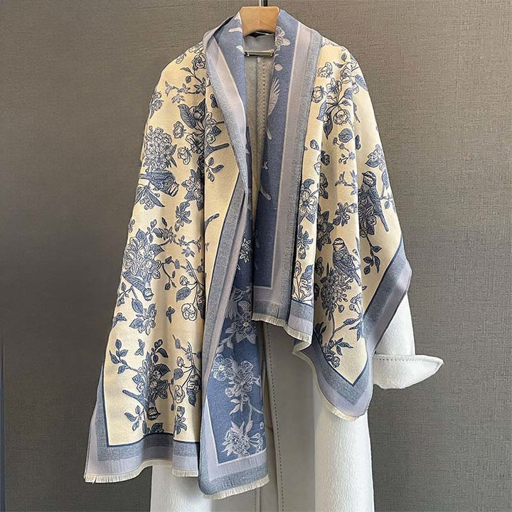 Buddha Stones Commute Flowers Bird Pattern Color Contrast Design Tassels Cozy Soft Scarf Shawl - image 8