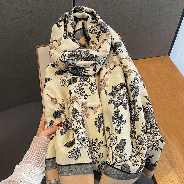 Buddha Stones Commute Flowers Bird Pattern Color Contrast Design Tassels Cozy Soft Scarf Shawl - image 5