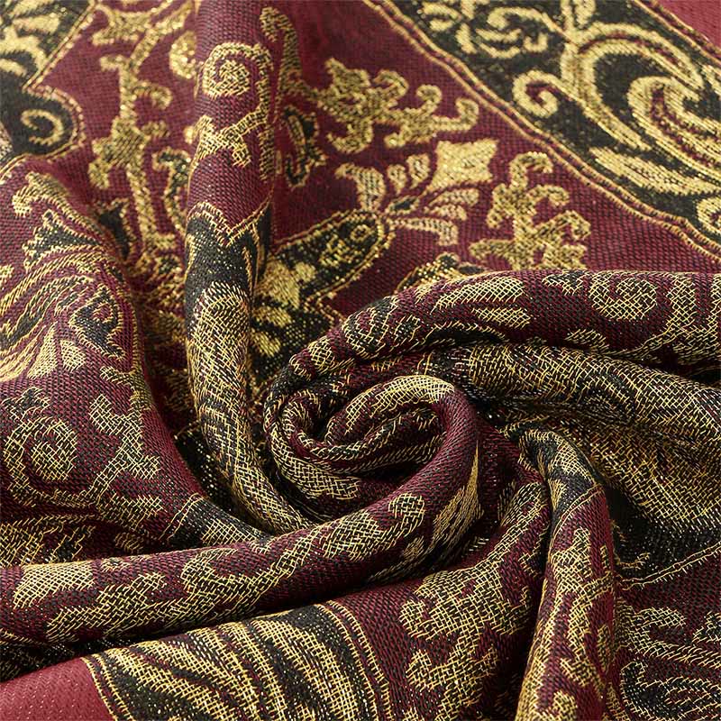 Buddha Stones Spring Golden Cashew Flower Geometric Pattern Tassel Cozy Scarf Shawl - image 8