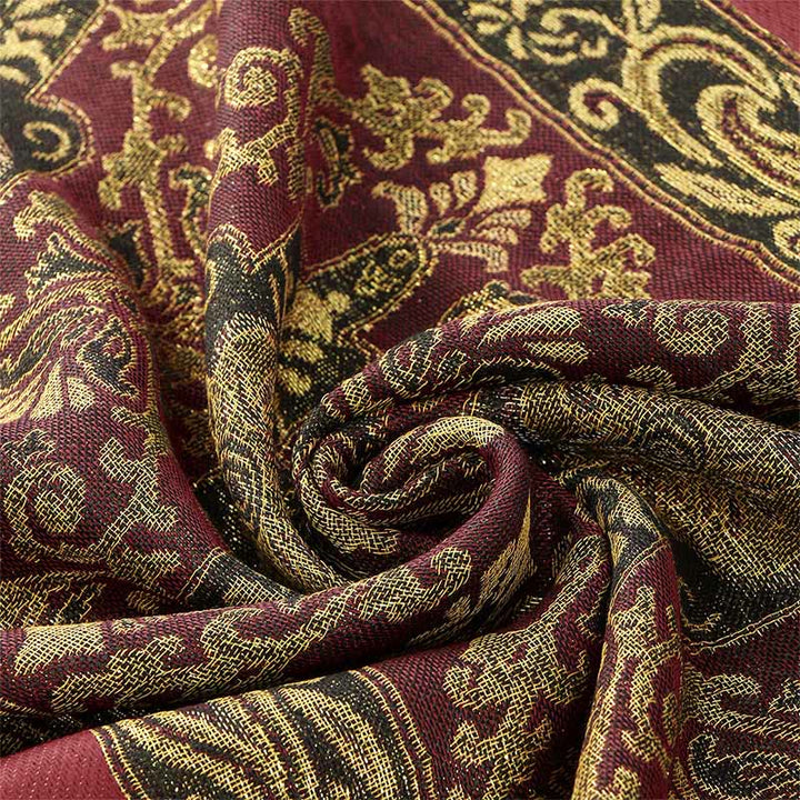 Buddha Stones Spring Golden Cashew Flower Geometric Pattern Tassel Cozy Scarf Shawl - image 8