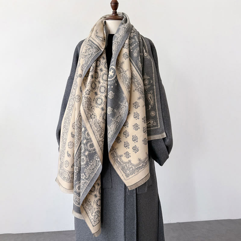 Buddha Stones Ethnic Paisley Geometry Patchwork Pattern Tassels Soft Thermal Thick Scarf Shawl - image 4