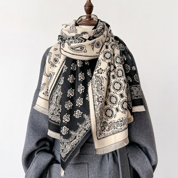 Buddha Stones Ethnic Paisley Geometry Patchwork Pattern Tassels Soft Thermal Thick Scarf Shawl - image 6