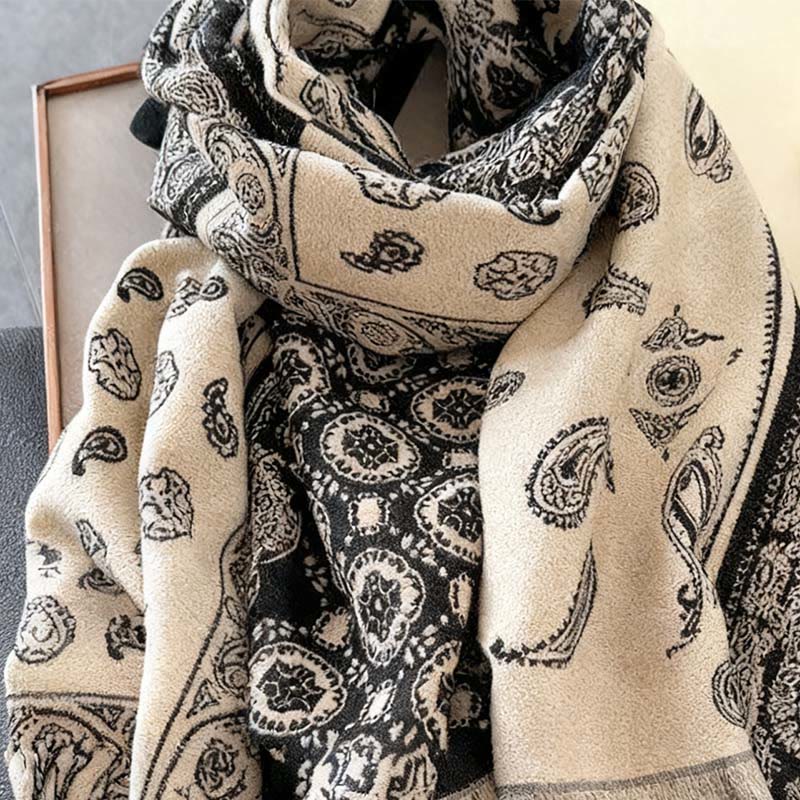 Buddha Stones Ethnic Paisley Geometry Patchwork Pattern Tassels Soft Thermal Thick Scarf Shawl - image 9