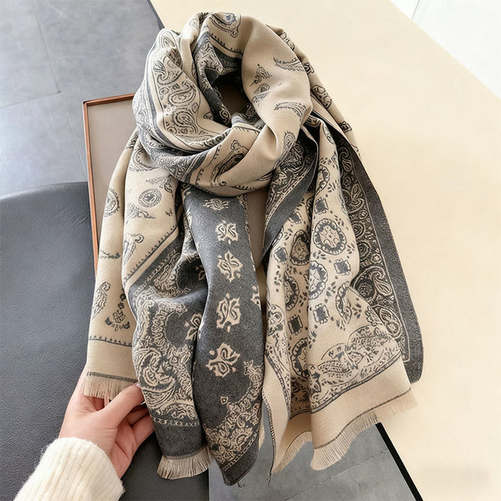 Buddha Stones Ethnic Paisley Geometry Patchwork Pattern Tassels Soft Thermal Thick Scarf Shawl - image 3