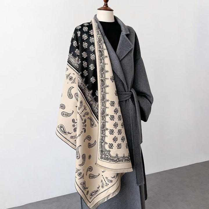 Buddha Stones Ethnic Paisley Geometry Patchwork Pattern Tassels Soft Thermal Thick Scarf Shawl - image 7